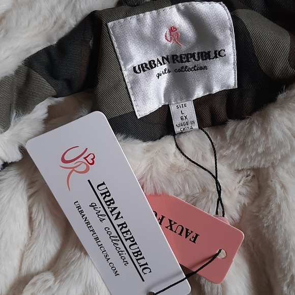 New Girls Heavyweight Cotton Faux Fur Lined Jacket - Picture 12 of 13